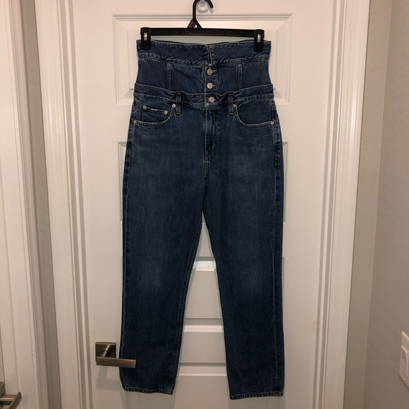 Agolde x Anthropologie Blue Vanna High Waisted Corset Straight Jeans sz 29 - Picture 2 of 11